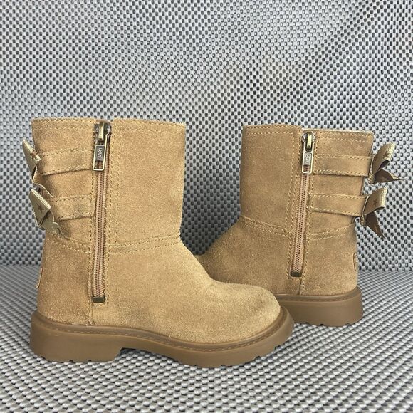 UGG Tillee Bow Boots Girls Size 8 Brown Chestnut Zipper - Picture 5 of 13